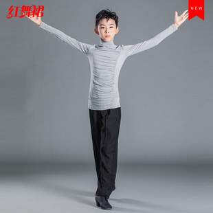 红舞裙新款少儿男拉丁秋冬练习服表演服演出服装恰恰伦巴牛仔舞服