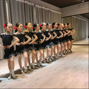红舞裙新款拉丁少儿女恰恰伦巴牛仔网纱包臀裙套装练习服表演服装