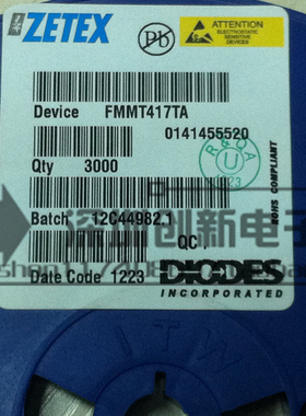 原装进口 FMMT417TA FMMT417 417 贴片SOT-23 双极型 雪崩晶体管