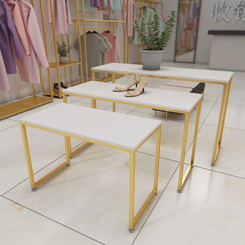 服装店高低展示台简约轻奢风中岛流水桌组合商场店铺摆放鞋包展架