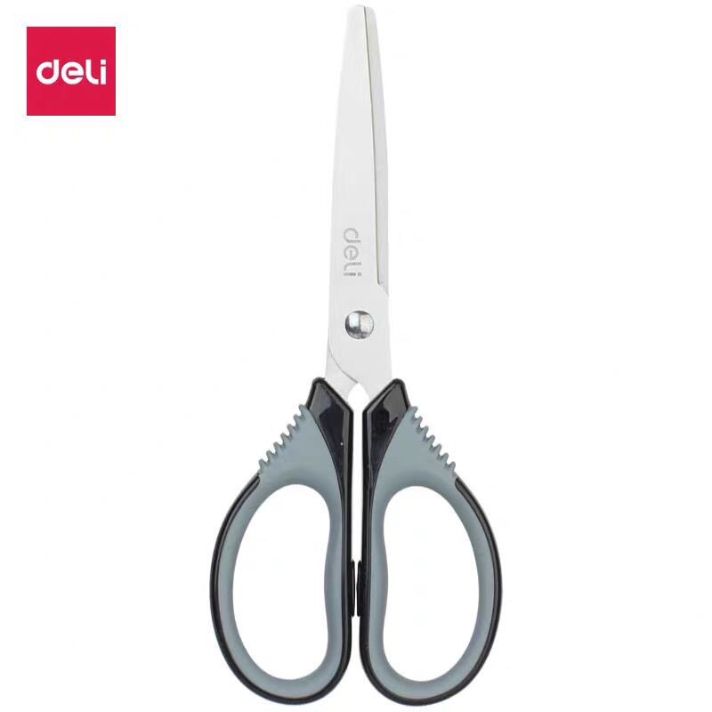 得力不锈钢剪刀锋利便携办公家用圆头防滑手柄剪药片专用