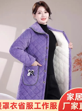 2025巨好看的罩衣上班专用年轻款冬季保暖棉袄围裙家居工作服省服