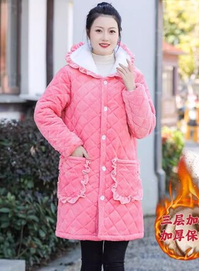 罩衣女新款冬装加厚年轻款加绒保暖家居服女修身显瘦四川省服围裙