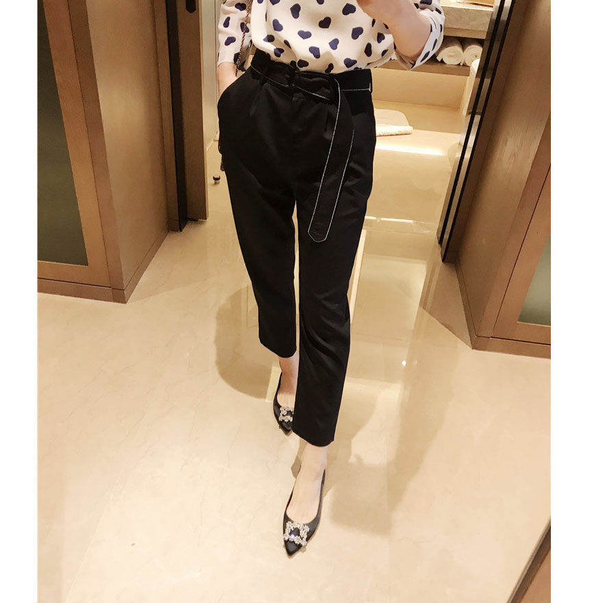 腰部钉珠知性可休闲随意锥形裤