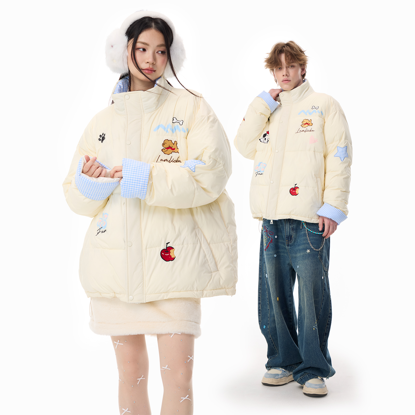 卡通印花羽绒白鸭绒保暖外套