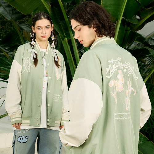 LAMLICKA棒球服美工装夹克外套