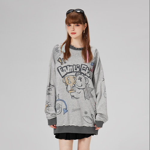 LAMLICKA卡通印花圆领卫衣