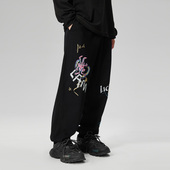 长裤 LAMLICKA针织收脚卫裤 个性 潮牌街头工装 印花秋冬季 宽松休闲裤