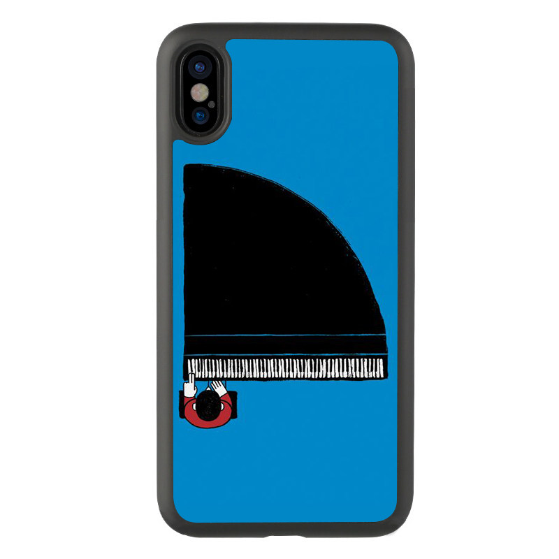 卡通11一个人弹钢琴适用于iphone141312promax保护壳苹果xs防摔xr