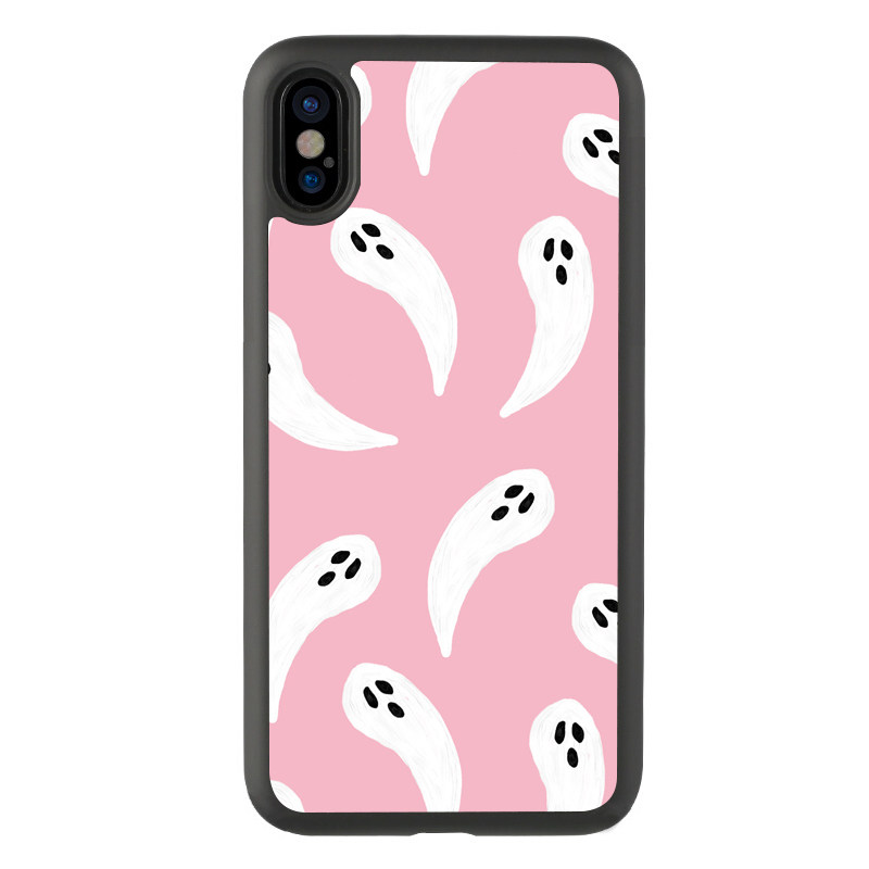 卡通11粉色幽灵插画适用于iphone121314promax保护壳苹果xs防摔xr