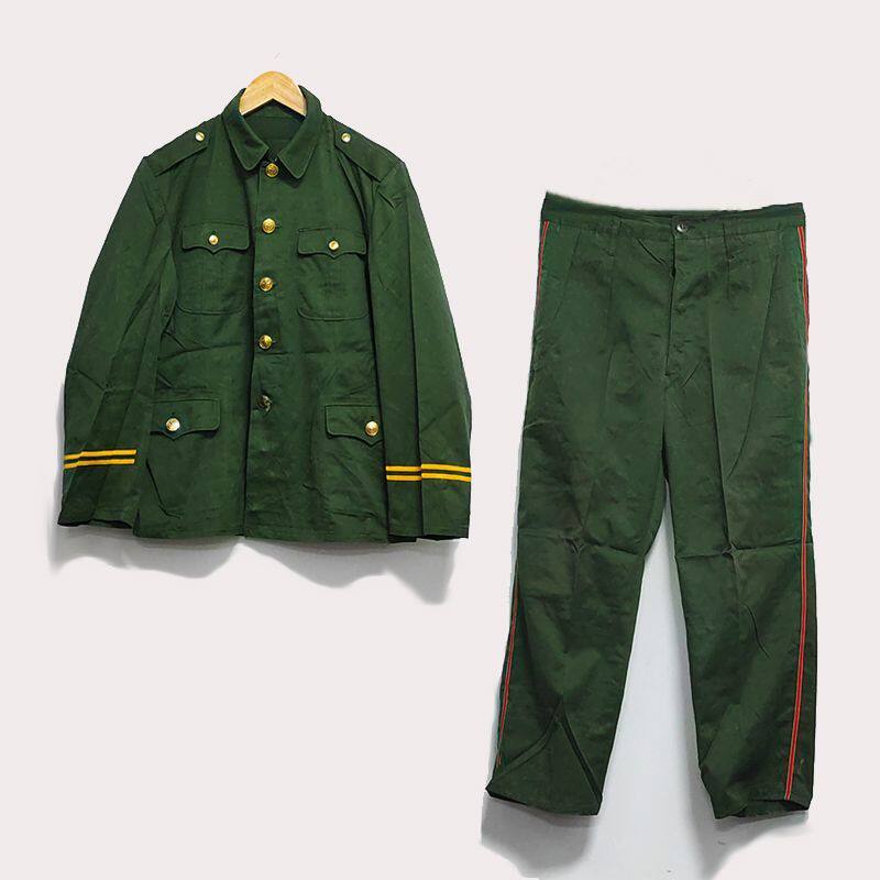 二手纪念收藏深绿涤卡冬工作服85款春秋怀旧套装堪用9新