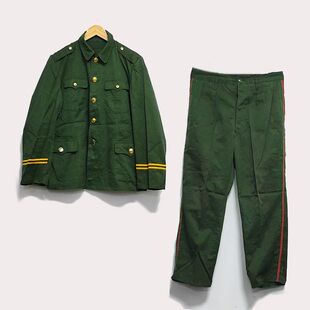 纪念收藏橄榄绿涤卡冬工作服85款春秋怀旧套装堪用9新