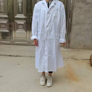 冬白色工作服男 冬季纯棉布长款劳保衣服工装单上衣