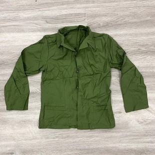 老货两用长袖衬衣女士翻领绿色的确良知青怀旧拍段子衬衣