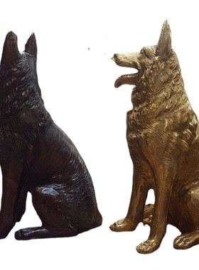 大号铜狗摆件铜狗坐像大狼狗看门狗警犬铜鑫禄圣铜器厂家定做
