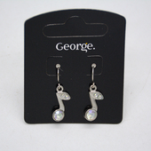 百搭镶钻女款 白金色音符耳环音乐符号树叶新款 日韩国个性 首饰品