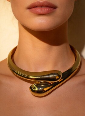欧美夸张开口弹簧金属项圈女配饰