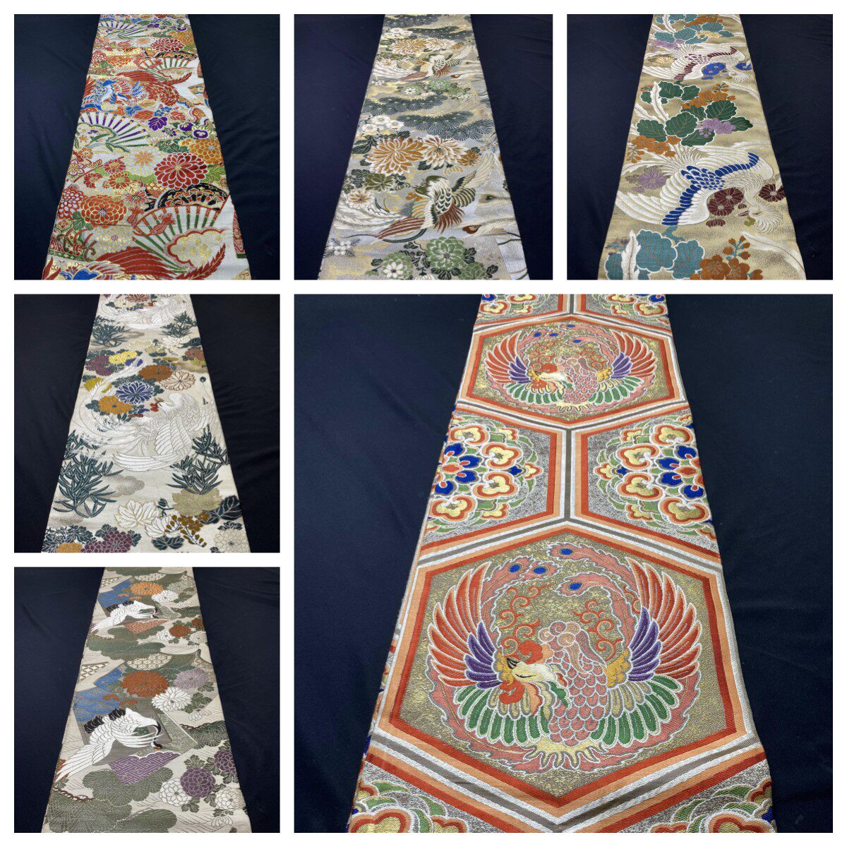 中古正绢西阵织日式和服双面全通桌旗