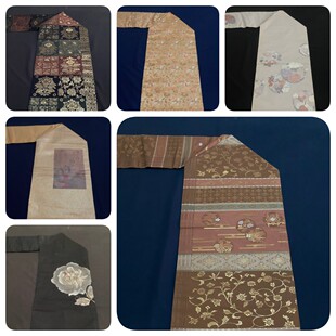 中古正绢西阵织日式和服名古屋带手工腰带金澜真丝DIY面料