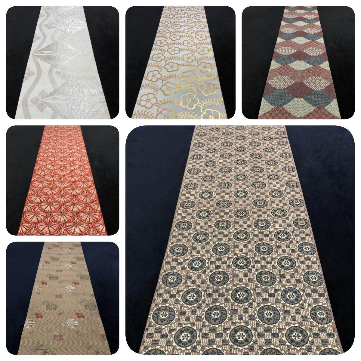 中古正绢西阵织日本和服手工全通袋带金澜真丝定制茶席桌旗马甲包