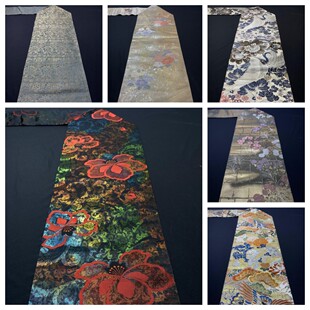 中古正绢西阵织日式和服名古屋带手工腰带金澜真丝DIY面料