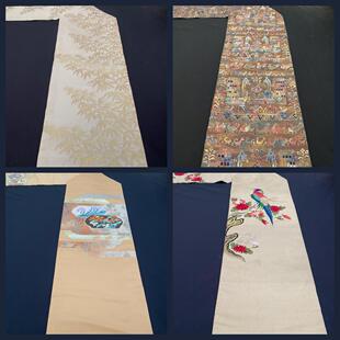 中古正绢西阵织日式和服名古屋带手工腰带金澜真丝DIY面料