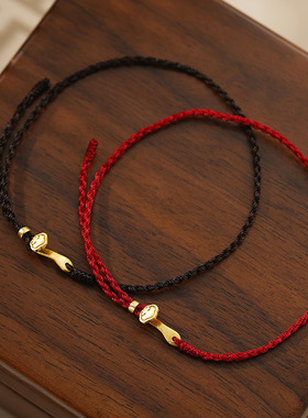 S999足银国风如意手绳新中式小众情侣国潮线绳设计感手饰