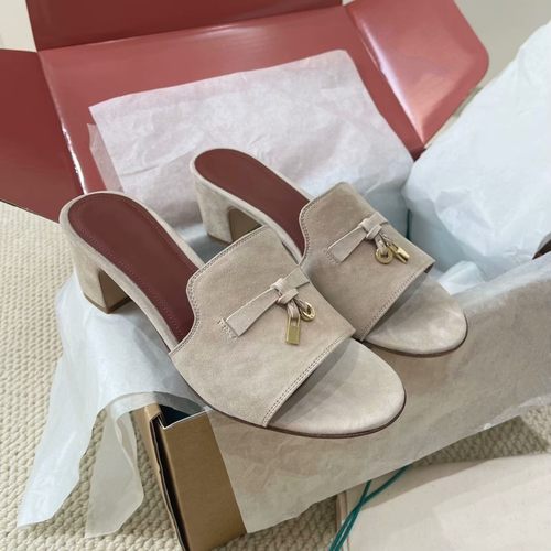 【顶版】粗跟lp拖鞋女平底凉鞋