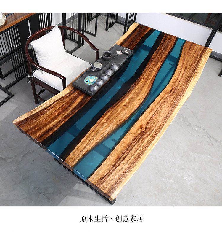 北欧高端实木树脂河流桌子创意餐桌书桌办公桌抖音同款个性艺术桌在类目 住宅家具, 桌类, 餐桌中 - 来自Buy2taobao.com提供专业的淘宝代购服务