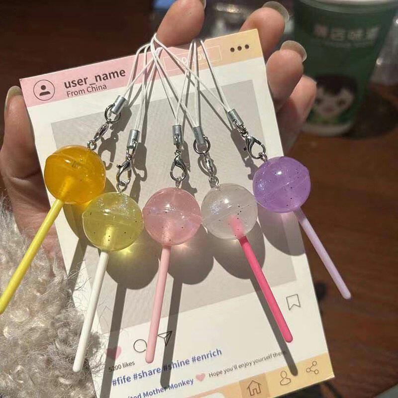 创意风夜光仿真棒棒糖手机绳挂件可爱少女心甜美书包小挂饰礼物