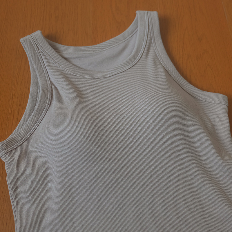 出日本拆标客供抗菌防臭加工95棉5弹力螺纹背心一体杯打底bra背心