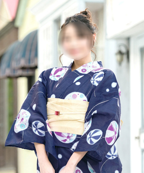 出日本yukata客供竹节全棉传统和服浴衣单品烫金 童趣向 糖丸皮球