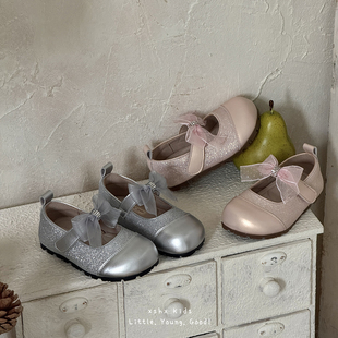 女童软底时装公主鞋韩版单鞋新款春季小女孩蝴蝶结浅口演出皮鞋潮