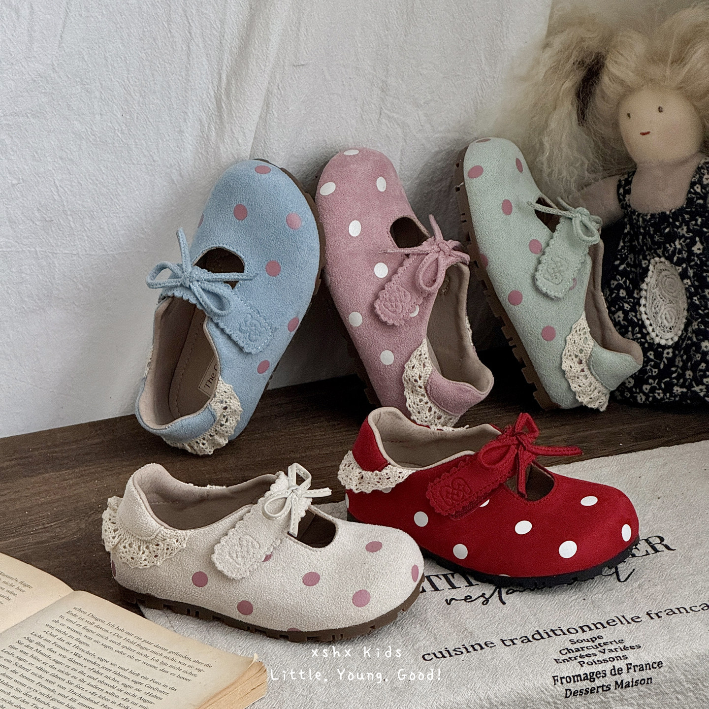 女童小香风软底时装波点玛丽珍鞋新款春季女孩甜美淑女单鞋演出鞋