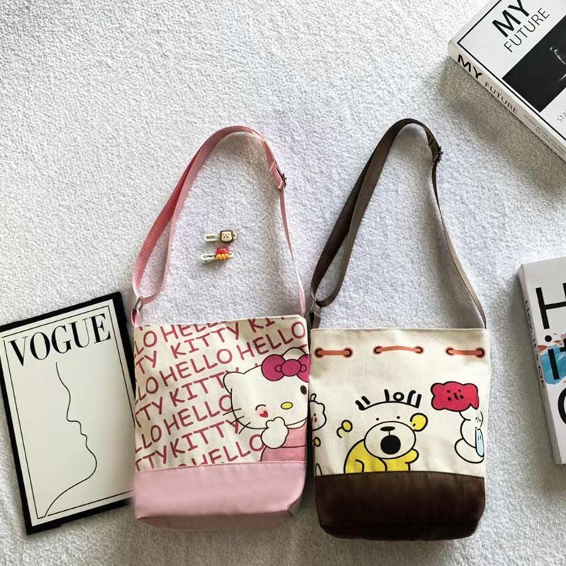 帆布包可爱卡通新款原创单肩包女外出加厚手提包大容量水桶斜挎包,箱包皮具/热销女包/男包,水桶包,淘宝优惠券,粉丝福利购,淘宝优惠卷