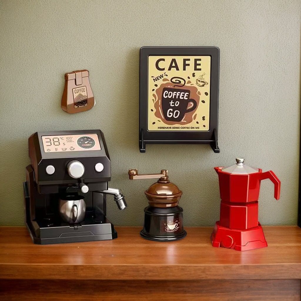 Dollhouse娃娃屋迷你仿真咖啡机咖啡壶模型 OB11微缩场景道具摆件