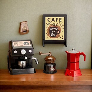 Dollhouse娃娃屋迷你仿真咖啡机咖啡壶模型 OB11微缩场景道具摆件