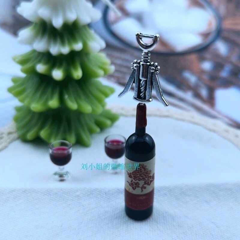 小布娃屋配件DIY迷你微缩食玩模型仿真红酒开瓶器 合金小物品摆件