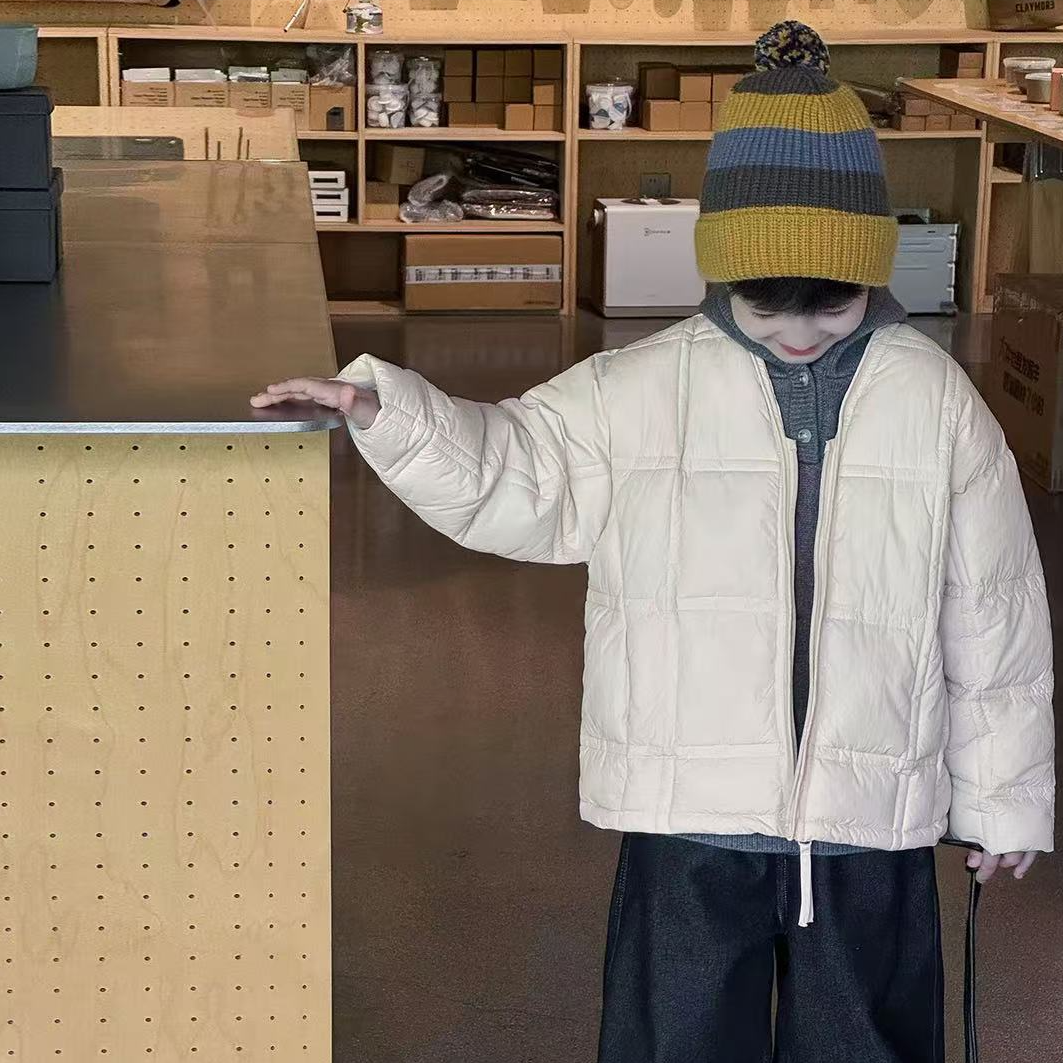 【糖糖妈】儿童棉服2025冬季新款潮男童格子加厚棉衣外套宝宝冬装