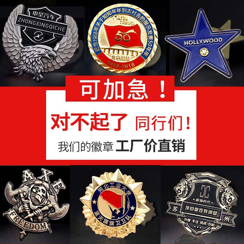 金属徽章纯银纪念胸logo胸针定做