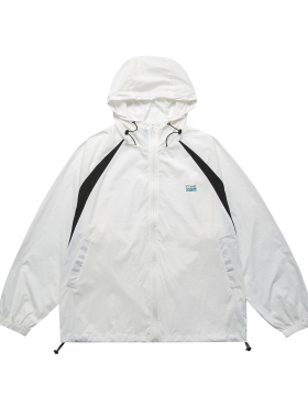 NOTBRANDLAB 2025夏装撞色拼接插肩袖防晒外套薄款连帽复古防晒衣