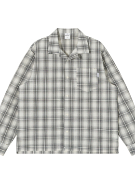 BSAPA 秋装新款男装宽松泡泡纱格子衬衫情侣复古学院风休闲衬衣