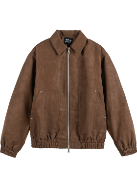 OLDTRIBE 秋季短款复古美拉德麂皮绒外套小众设计感哈灵顿夹克