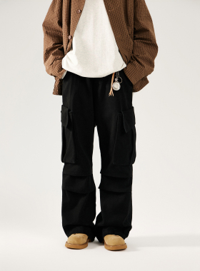 MAG 日系中性工装休闲裤美式复古大口袋宽松直筒裤情侣阔腿长裤