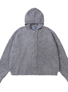 TAELE PLUS美式混纺半拉链连帽毛衣宽松休闲慵懒风纯色简约针织衫