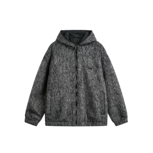 DEVILRAY  秋季复古马海毛慵懒风连帽宽松毛绒夹克美式休闲外套