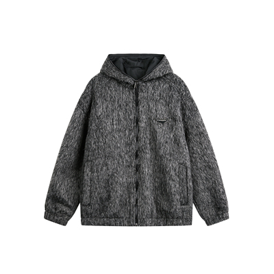 DEVILRAY  秋季复古马海毛慵懒风连帽宽松毛绒夹克美式休闲外套