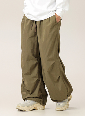 BLACK ARMADA春秋超宽松轻工装速干空气伞兵裤复古水洗做旧阔腿裤