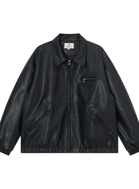 BSAPA 秋装复古夹克潮流街头宽松皮衣外套工装机车男女上衣