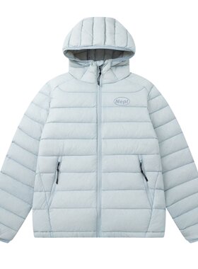 NEPLEURE 2025美式复古排骨纹连帽外套90白鸭绒轻薄保暖羽绒服